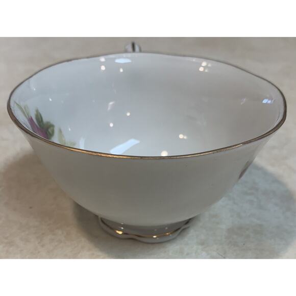 Fine Bone China Tea Cup Pink Rose Bud Pattern English White Gold Rim Delicate - Picture 8 of 12